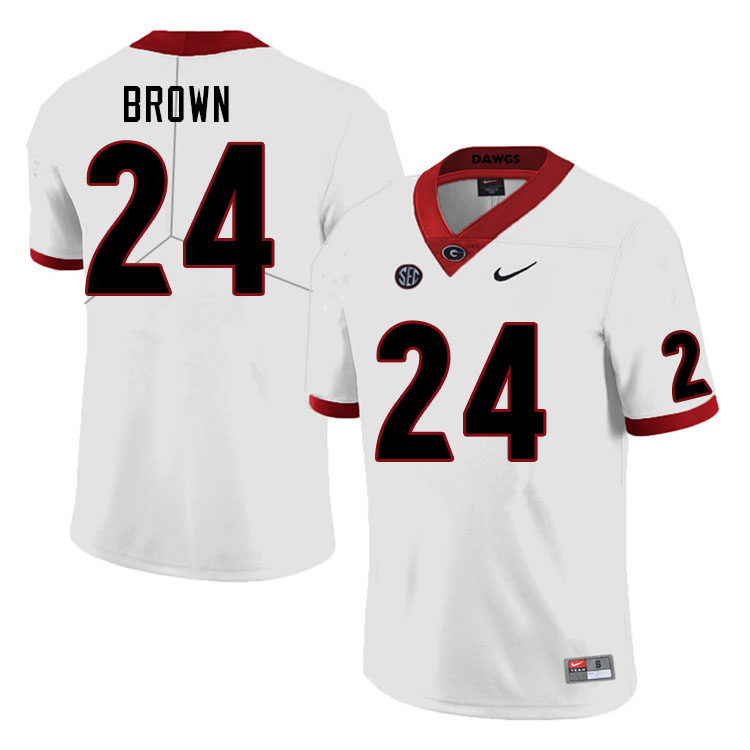 Men #24 Matthew Brown Georgia Bulldogs College Football Jerseys Sale-White - Click Image to Close